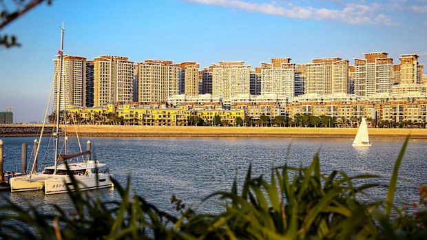 A section of the Evergrande mega-project complexes is seen on Haihua Islands in Danzhou in south China's Hainan province.