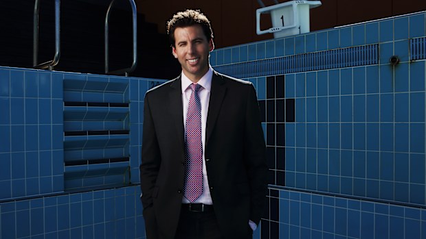 Former Olympic swimming champion, Grant Hackett who now works for Westpac Bank, photographed in Andrew 'Boy' Charlton Pool in Sydney. 17 May 2012. 