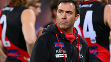 SYDNEY, AUSTRALIA - AUGUST 19: Bombers head coach, Brad Scott reacts during the 2023 AFL Round 23 match between the GWS GIANTS and the Essendon Bombers at GIANTS Stadium on August 19, 2023 in Sydney, Australia. (Photo by Morgan Hancock/AFL Photos via Getty Images)