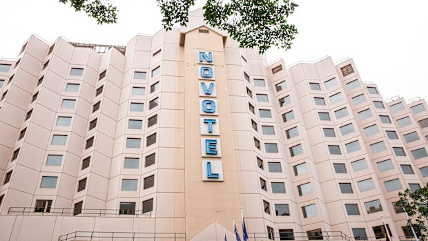 The Novotel Hotel in Darling Harbour where a hotel quarantine worker is believed to have contracted coronavirus.