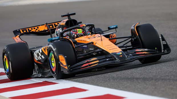 Oscar Piastri of Australia driving the (81) McLaren MCL39 Mercedes on track during day three of F1 Testing at Bahrain International Circuit on February 28, 2025 in Bahrain, Bahrain. (Photo by Mark Thompson/Getty Images)