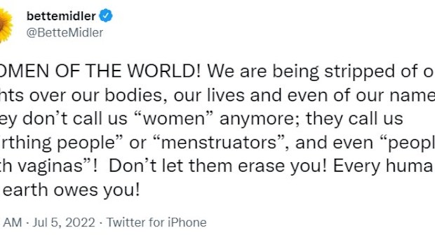 Bette Midler clarifies controversial tweets.