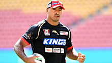 Felise Kaufusi trains with the Dolphins at Suncorp Stadium on March 23.
