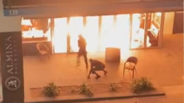 The restaurant was set on fire yesterday morning.