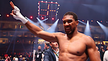 Anthony Joshua celebrates victory after the Heavyweight fight between Anthony Joshua and Francis Ngannou on the Knockout Chaos boxing card at the Kingdom Arena on March 08, 2024 in Riyadh, Saudi Arabia. (Photo by Richard Pelham/Getty Images)