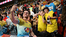AJ Brimson with Titans fans.