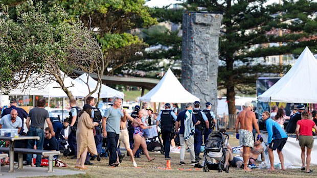 People at Bondi Beach following the December 14 mass shooting.