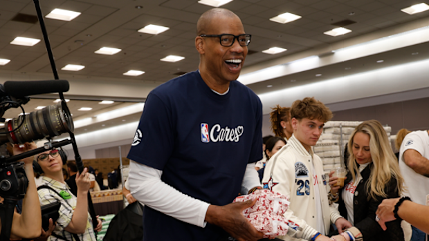 Jason Collins smiles during the NBA Cares All-Star Day of Service in 2026.