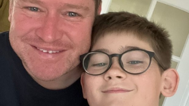 Matthew Beard and his son Harry, who has been bullied since starting high school.