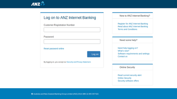 The fake ANZ landing page