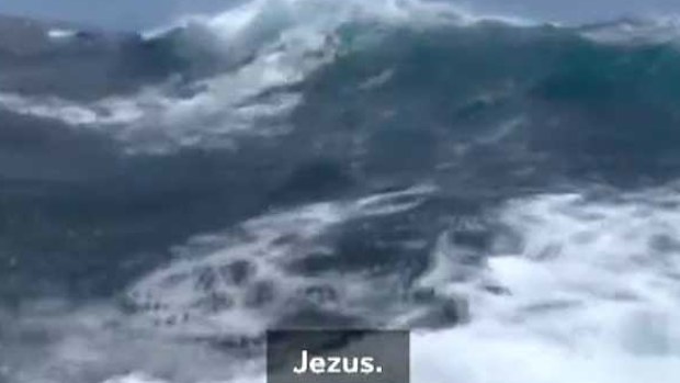 A Dutch tourist filmed as waves slammed the boat - with not a life jacket in sight.