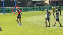 Tom Lynch stumbled off the Punt Road training track after a heavy knock.