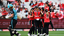 Melbourne Renegades players celebrate during the WBBL final. 