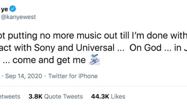 Kanye West, Twitter rant, tweets, Sony, Universal
