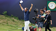 Scottie Scheffler celebrates at the British Open