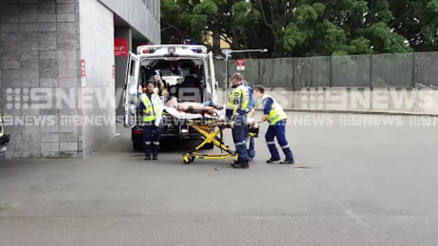A man was taken to Royal North Shore Hospital in a critical condition after the scaffolding collapse in Macquarie Park this afternoon.