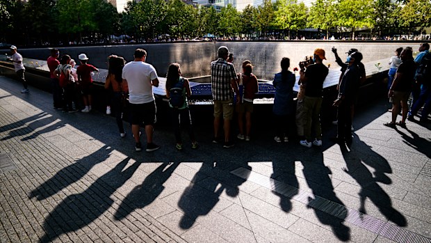 Police officers stand guard at the National September 11 Memorial and Museum 