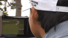 Min Woo Lee reacts to Colin Morikawa's winning shot.