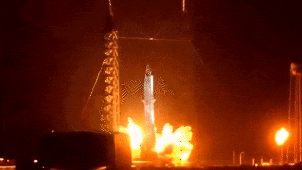 Blue Origin's 'New Glenn' rocket exploding on the launchpad at Cape Canaveral in Florida.