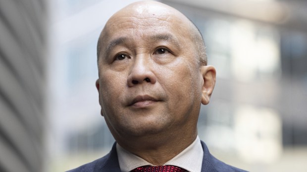 AFR. Singtel CEO Kuan Moon Yuen speaks to media following a meeting with communications minister Anika Wells. Tuesday 30th September 2025. Photo: Sitthixay Ditthavong