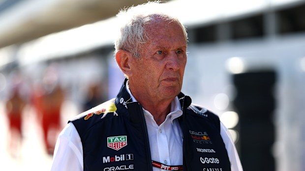 Helmut Marko walks in the paddock before practice at the US Grand Prix.
