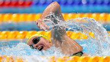 Ariarne Titmus of Australia competes in heat three of the 800m freestyle.