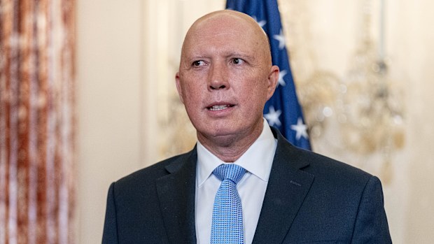 Australian Minister of Defense Peter Dutton, poses for a group photograph with Australian Foreign Minister Marise Payne, Secretary of State Antony Blinken, and Defense Secretary Lloyd Austin at the State Department in Washington, Thursday, Sept. 16, 2021. (AP Photo/Andrew Harnik, Pool)