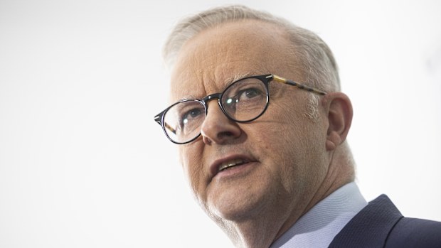 Australian Prime Minister Anthony Albanese speaks to media