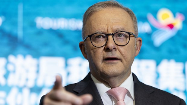 Prime Minister Anthony Albanese during a press conference in China