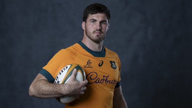 Liam Wright poses during a Wallabies portrait session.