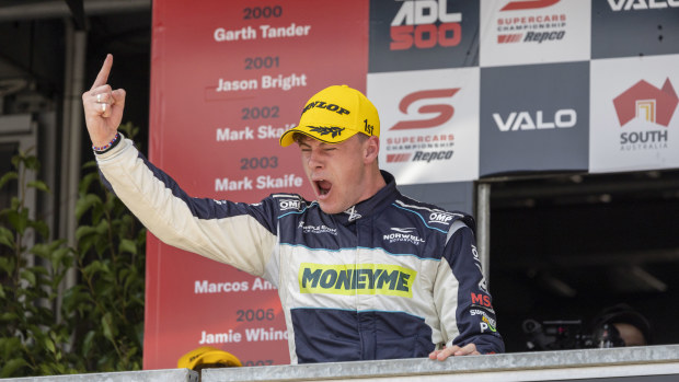 Declan Fraser on the Adelaide 500 podium.