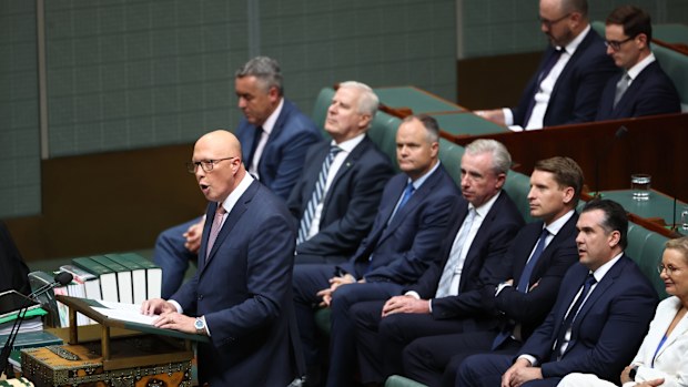 Opposition Leader Peter Dutton delivers his budget reply speech
