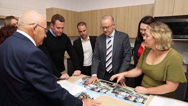 Prime Minister Anthony Albanese during a visit to Pacific Link Housing, in the electorate of Robertson