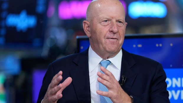 Goldman Sachs CEO David Solomon is interviewed on the floor of the New York Stock Exchange in New York.