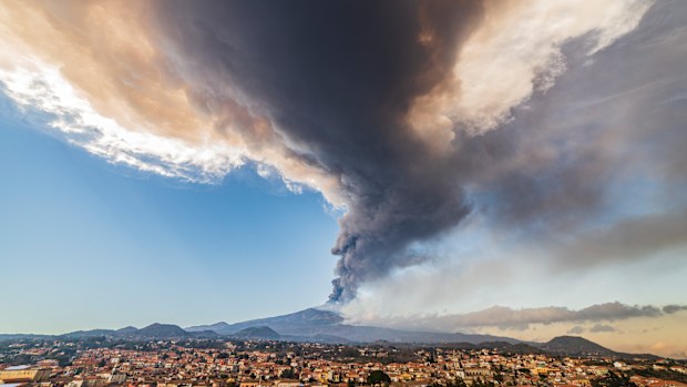 Volcano Etna Eruption from Pedara