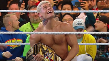 Cody Rhodes after winning the WWE Title at WrestleMania 40.