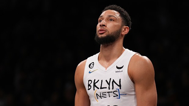 NEW YORK, NEW YORK - JANUARY 26: Ben Simmons #10 of the Brooklyn Nets in action against the Detroit Pistons at Barclays Center on January 26, 2023 in New York City. NOTE TO USER: User expressly acknowledges and agrees that, by downloading and or using this Photograph, user is consenting to the terms and conditions of the Getty Images License Agreement. Detroit Pistons defeated the Brooklyn Nets 130-122. (Photo by Mike Stobe/Getty Images)
