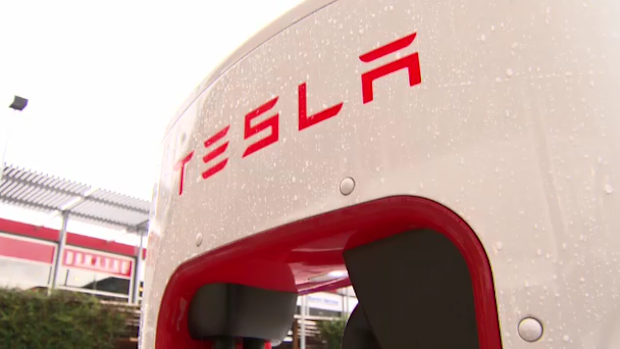 A Tesla electric charging station