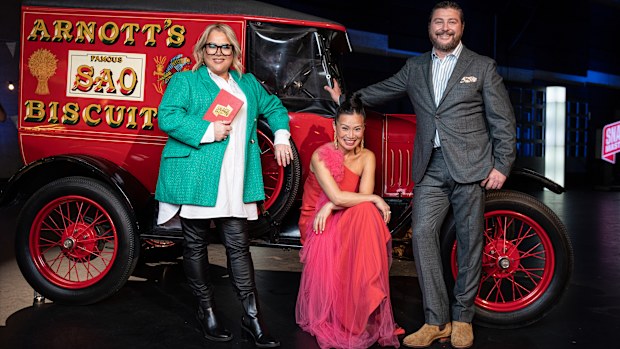 Snackmasters 2022: Hosts Evie, Poh and Scott Pickett.