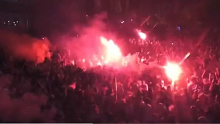 Fed Square ignites after the Socceroos' win over Tunisia.