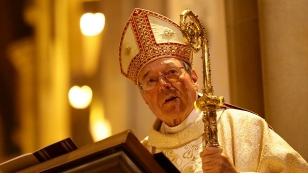 Former Archbishop of Sydney, Cardinal George Pell speaks at a mass of
