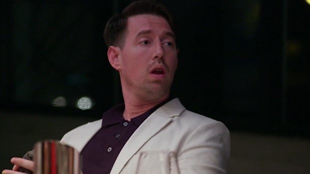 Hugo looks shocked at Tayla's shock entrance.