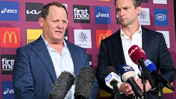 Sacked coach Kevin Walters and CEO Dave Donaghy speak to the media.