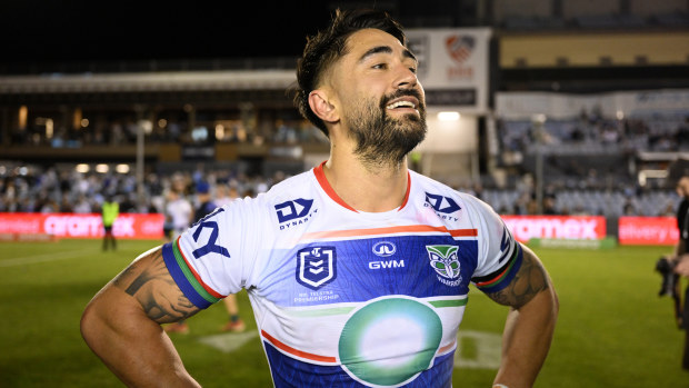 Shaun Johnson after his final NRL match for the Warriors against the Sharks in Round 26.