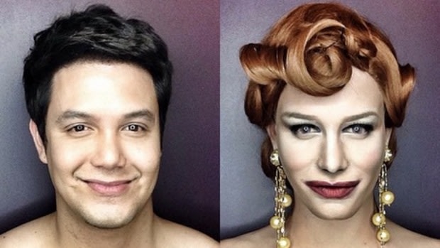 Paolo Ballesteros uses makeup, coloured contact lenses and wigs to transform into some of 2015's biggest stars.