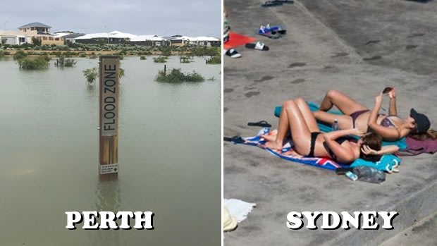 While it flooded in Perth, a heatwave struck the east coast of Australia.