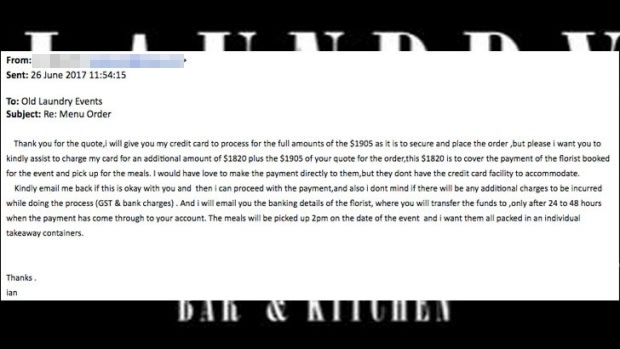 The scammer's email.