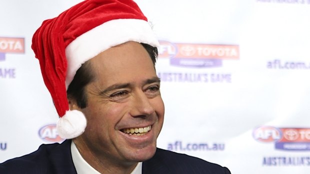 An early christmas present for AFL fans from AFL chief Gillon McLachlan (digitally-altered image).