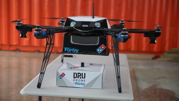 Domino's demonstrated a pizza delivery using a DRU Drone by Flirtey in Auckland in August.