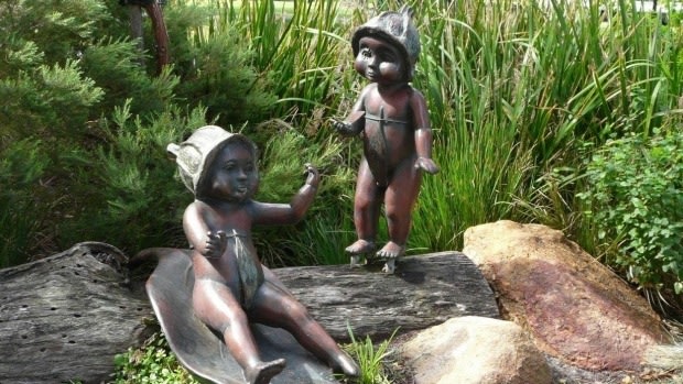 The sculptures were located in Stirling Gardens before the baby on the right was stolen.